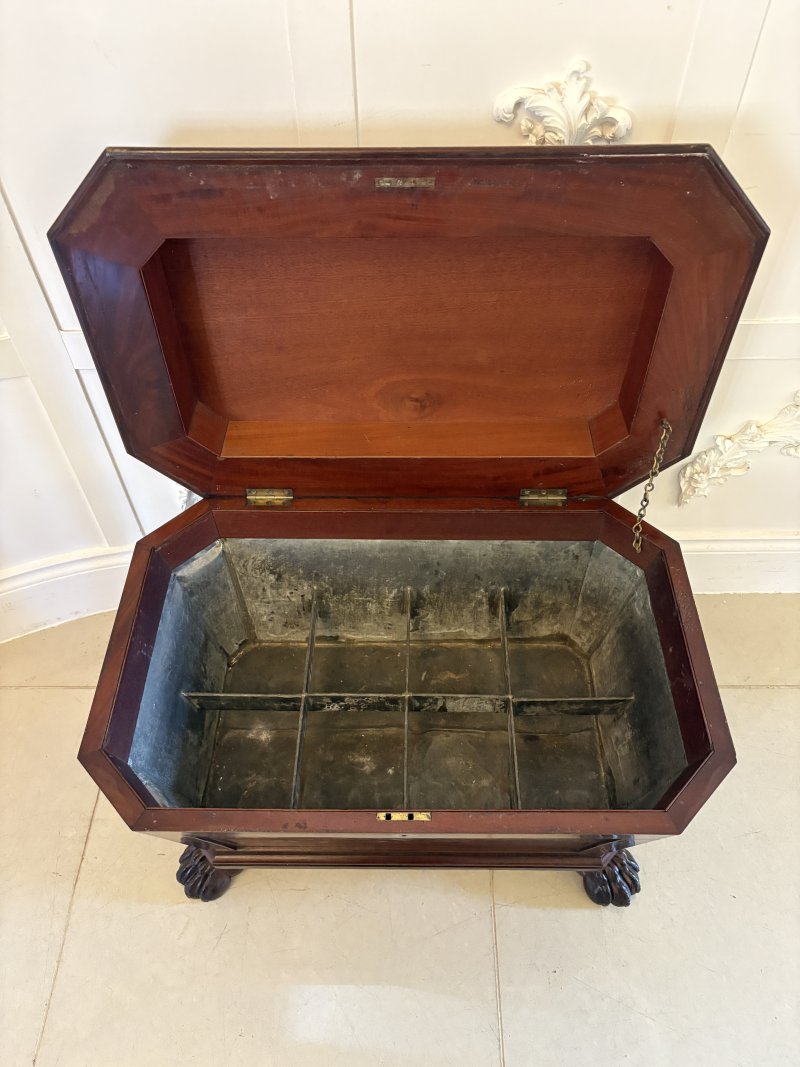 Antique Regency Quality Figured Mahogany Freestanding Wine Cooler